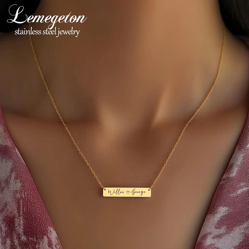 Handwriting Necklace Bar - Kalung Nama Bar Minimalis yang Dipersonalisasi,