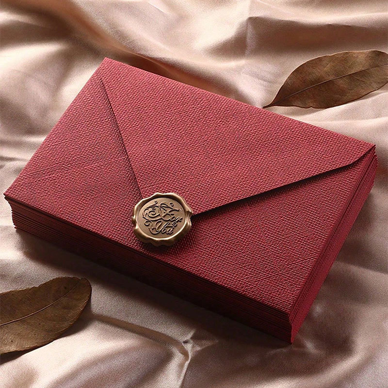 Wax Seal Letter Kit - 10 Buah Set Amplop Bertekstur Linen