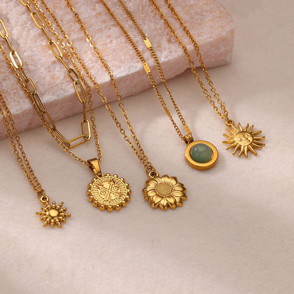Kalung geometris baja tahan ka - Birth Flower Necklace ulasan dan harga