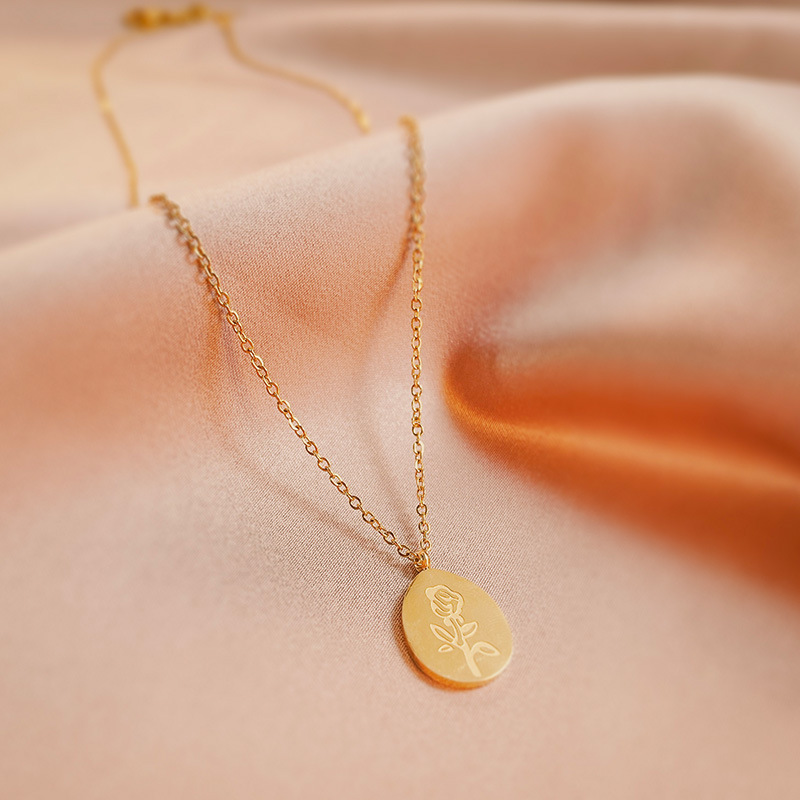 Kalung Baja Tahan Karat Lionti - Birth Flower Necklace ulasan dan harga