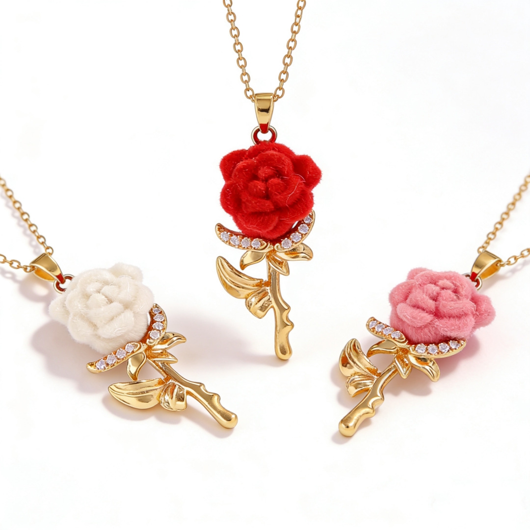 Kalung Mawar Wanita dengan Pes - Birth Flower Necklace ulasan dan harga